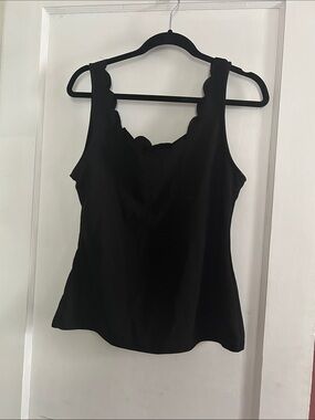 SHEIN Black Scallop Edge Tank Top